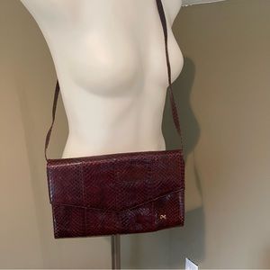 Vintage Melluso Imported From Italy Handbag Burgundy Leather & Reptile